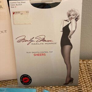 Marilyn Monroe Silky Smooth Control Top Sheer Pantyhose Black Size C